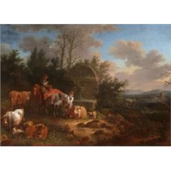 Német festo, 18. sz. - Pásztorok pihenoje a kútnál VÉDETT - NO EXPORT