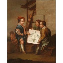 Oszták vagy német festo, 18. sz. elso fele - A kis építomester