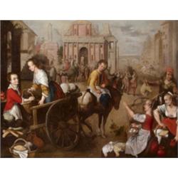 Flamand festo, 16. sz. közepe - Árusok a templomtéren