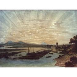 Osztrák festo, 17. sz. második fele - Komárom (?) látképe tutajokkal