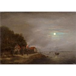 Német festo, 1800 körül - Kiköto éjjel