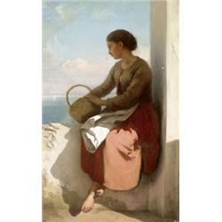 Itáliában muködött Német festo, 19. sz. közepe - Merengo leány