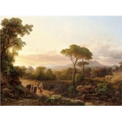 Markó Károly, id. (Locse, 1791 - Villa l Appeggi, 1860) - Eszményi táj aratókkal, 1843