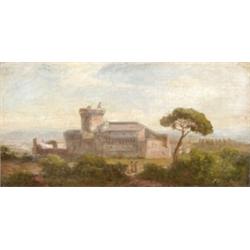 Telepy Károly (Debrecen, 1828 - Budapest, 1906) - Róma környéki táj várkastéllyal