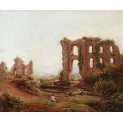 Markó András (Bécs, 1824 - Marti, 1895) - Itáliai táj piheno alakokkal