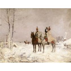 Greguss Imre (Zayugróc, 1856 - Budapest, 1910) - Huszárok pihenoje, 1891