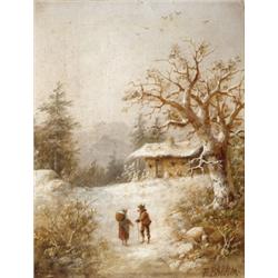 Boehm, E. jelzéssel, 19. sz. második fele - Téli táj beszélgeto alakokkal