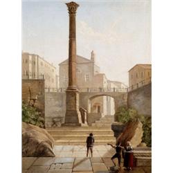 Itáliai festo, 19. sz. második fele - Városi terecske antik oszloppal