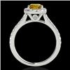 Image 2 : 1.7 CTW Certified Si/I Fancy Intense Yellow Diamond Solitaire Halo Ring 10K White Gold - REF-343T6M 