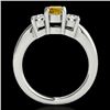 Image 2 : 2 CTW Certified Si/I Fancy Intense Yellow Diamond 3 Stone Solitaire Ring 10K White Gold - REF-349Y8K