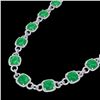 Image 1 : 56 CTW Emerald & Micro VS/SI Diamond Eternity Necklace 14K White Gold - REF-960W2F - 23041