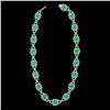 Image 2 : 56 CTW Emerald & Micro VS/SI Diamond Eternity Necklace 14K White Gold - REF-960W2F - 23041