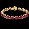 Image 2 : 75 CTW Ruby & Micro Pave VS/SI Diamond Halo Designer Bracelet 14K Yellow Gold - REF-457X8T - 22276