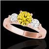 Image 1 : 1.75 CTW Certified Si/I Fancy Intense Yellow Diamond 3 Stone Ring 10K Rose Gold - REF-241Y8K - 35384