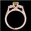 Image 2 : 1.75 CTW Certified Si/I Fancy Intense Yellow Diamond 3 Stone Ring 10K Rose Gold - REF-241Y8K - 35384