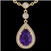 Image 2 : 2.25 CTW Amethyst & Micro Pave VS/SI Diamond Necklace Designer 18K Yellow Gold - REF-50A2X - 23129