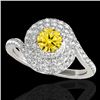 Image 1 : 2.11 CTW Certified Si/I Fancy Intense Yellow Diamond Solitaire Halo Ring 10K White Gold - REF-290X9T