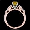 Image 2 : 2.5 CTW Certified Si/I Fancy Intense Yellow Diamond Pave Solitaire Ring 10K Rose Gold - REF-327F3N -