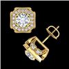Image 4 : 2.75 CTW VS/SI Diamond Solitaire Art Deco Stud Earrings 18K Yellow Gold - REF-472A8X - 37324