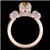 Image 4 : 3 CTW Intense Yellow Diamond Solitaire Art Deco 3 Stone Ring 18K Rose Gold - REF-470K9W - 37435