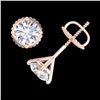 Image 4 : 1.01 CTW VS/SI Diamond Solitaire Art Deco Stud Earrings 18K Rose Gold - REF-180W2F - 37299