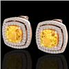 3.55 CTW Citrine And Micro Pave VS/SI Diamond Halo Earrings 14K Rose Gold - REF-84X8T - 20159