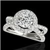 Image 1 : 2.01 CTW H-SI/I Certified Diamond Solitaire Halo Ring 10K White Gold - REF-209M3H - 34025