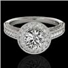 Image 1 : 1.5 CTW H-SI/I Certified Diamond Solitaire Halo Ring 10K White Gold - REF-200W2F - 33742
