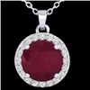 Image 2 : 2 CTW Ruby & Halo VS/SI Diamond Micro Pave Necklace Solitaire 18K White Gold - REF-45M8H - 21573