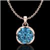 Image 1 : 1.13 CTW Fancy Intense Blue Diamond Solitaire Art Deco Necklace 18K Rose Gold - REF-123N6Y - 37426
