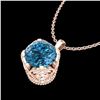 Image 2 : 1.13 CTW Fancy Intense Blue Diamond Solitaire Art Deco Necklace 18K Rose Gold - REF-123N6Y - 37426