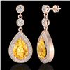 Image 2 : 4.50 CTW Citrine & Micro VS/SI Diamond Earrings Designer 14K Rose Gold - REF-61H8A - 23113