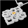 Image 1 : 1.40 CTW Citrine & Micro Pave VS/SI Diamond Designer Necklace 14K White Gold - REF-127T3M - 22552