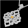 Image 2 : 1.40 CTW Citrine & Micro Pave VS/SI Diamond Designer Necklace 14K White Gold - REF-127T3M - 22552