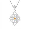 Image 4 : 1.40 CTW Citrine & Micro Pave VS/SI Diamond Designer Necklace 14K White Gold - REF-127T3M - 22552