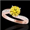 Image 1 : 1.4 CTW Certified Si Fancy Yellow Diamond Bypass Solitaire Ring 10K Rose Gold - REF-180H2A - 35080