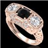 Image 1 : 2.51 CTW Fancy Black Diamond Solitaire Art Deco 3 Stone Ring 18K Rose Gold - REF-309W3F - 37717