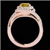 Image 2 : 2 CTW Certified Si/I Fancy Intense Yellow Diamond Solitaire Halo Ring 10K Rose Gold - REF-236X4T - 3