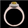 Image 2 : 2.15 CTW Certified Si/I Fancy Intense Yellow Diamond Solitaire Halo Ring 10K Rose Gold - REF-309N3Y 