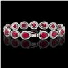 Image 2 : 30.06 CTW Ruby & Diamond Halo Bracelet 10K White Gold - REF-368H5A - 41237