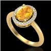 Image 2 : 1.75 CTW Citrine & Micro VS/SI Diamond Ring Solitaire Halo 18K Yellow Gold - REF-43A6X - 21008
