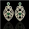 Image 1 : 7 CTW Emerald & Micro VS/SI Diamond Heart Earrings Designer 14K Yellow Gold - REF-381H8A - 21137