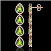 Image 2 : 8.4 CTW Peridot & Diamond Halo Earrings 10K Rose Gold - REF-172X2T - 41310