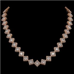 26.88 CTW Princess Cut Diamond Designer Necklace 18K Rose Gold - REF-4912N2Y - 42795