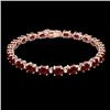 Image 2 : 19.7 CTW Garnet & VS/SI Certified Diamond Eternity Bracelet 10K Rose Gold - REF-98W2F - 29369