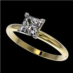 1 CTW Certified VS/SI Quality Princess Diamond Engagement Ring 10K Yellow Gold - REF-297N2Y - 32899