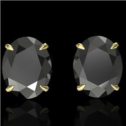 10 CTW Black VS/SI Diamond Designer Solitaire Stud Earrings 18K Yellow Gold - REF-218T5M - 21656