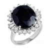 Image 1 : 14.02 CTW Blue Sapphire & Diamond Ring 18K White Gold - REF-144M8H - 12862