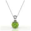 Image 2 : 2 CTW Cushion Cut Peridot Designer Solitaire Necklace 18K White Gold - REF-28T2M - 21953