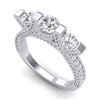 Image 1 : 2.3 CTW VS/SI Diamond Solitaire Micro Pave 3 Stone Ring Band 18K White Gold - REF-263W6F - 36956